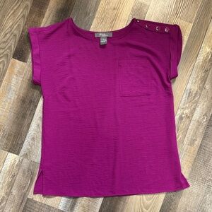 Chic Fuchsia Button-Accent Tee